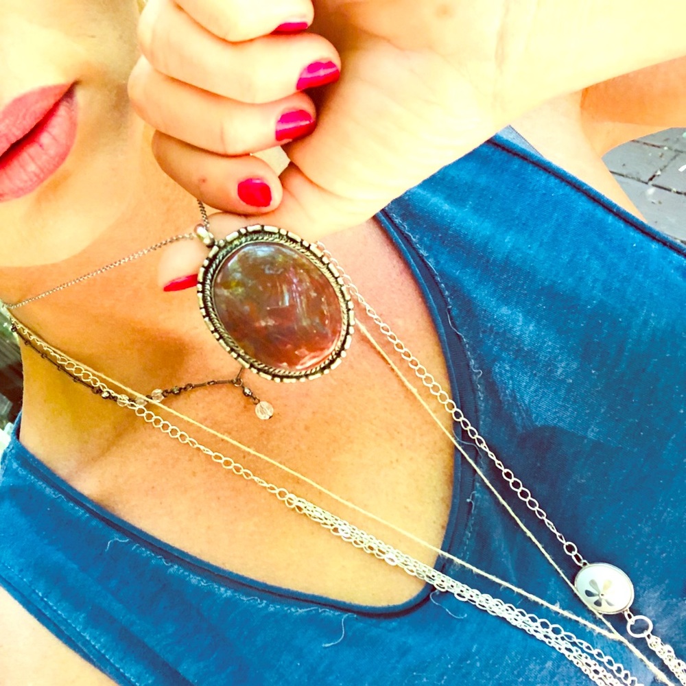 Red Jasper Boho Necklace set in Sterling